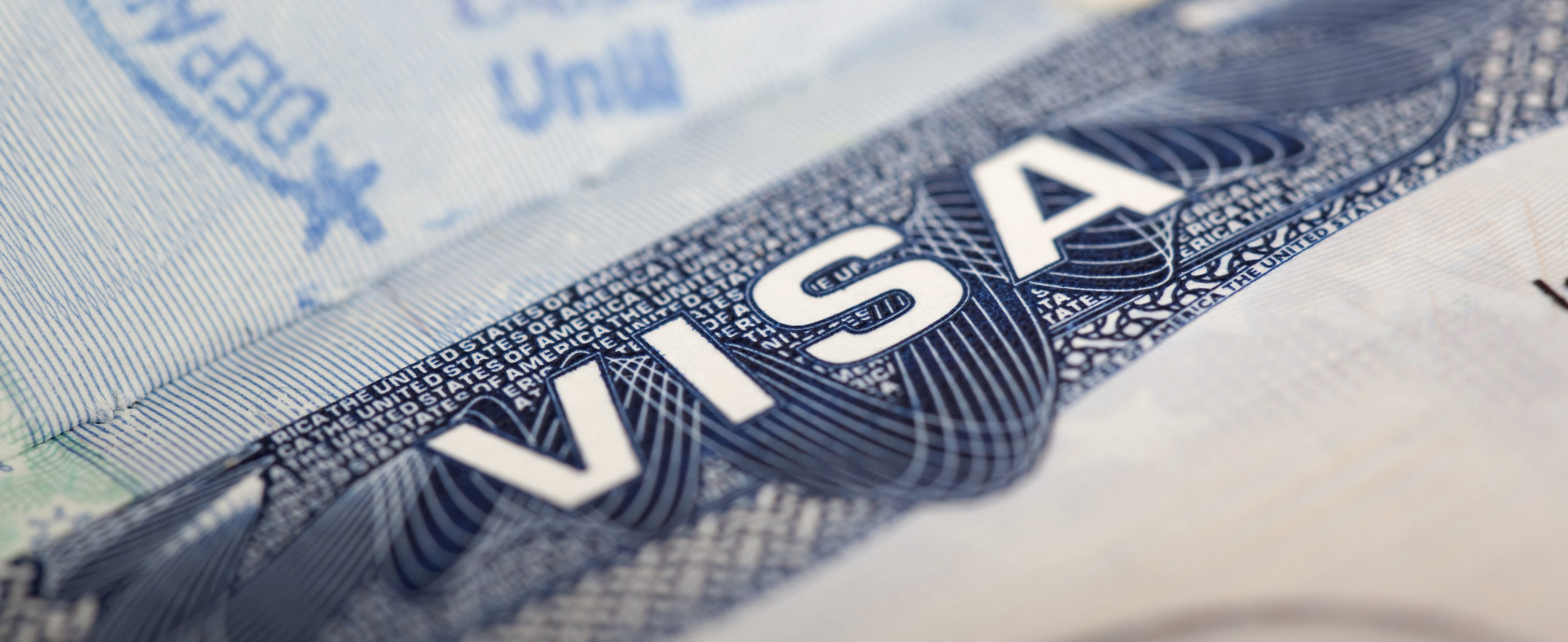 macro of a US visa in a UK passport